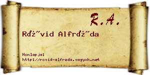 Rövid Alfréda névjegykártya